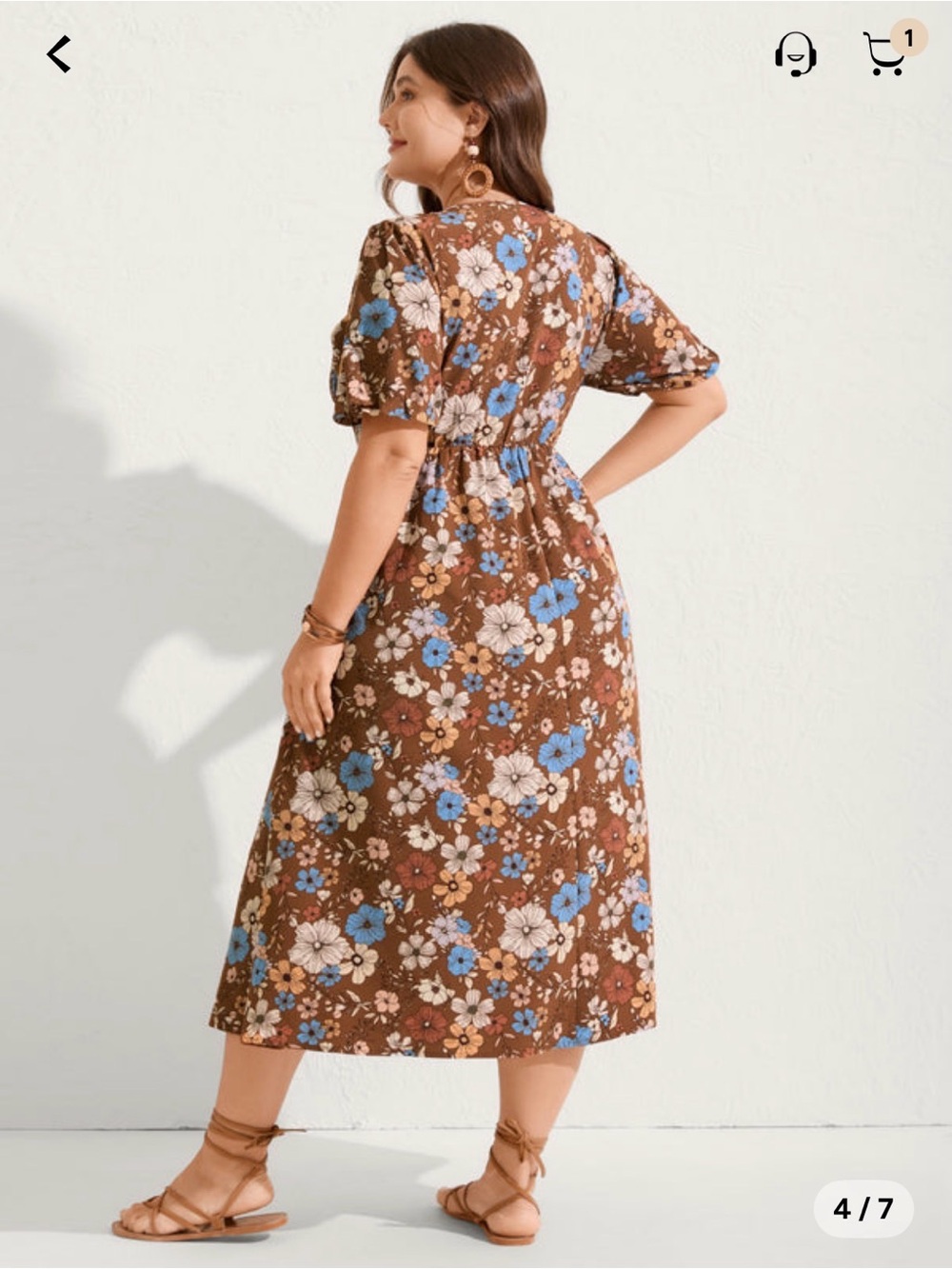 BloomChic Brown Floral Maxi Dress with Blue & Pink Accents - Picture 9 of 10